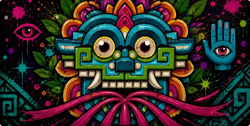 Aztec Mask Mural